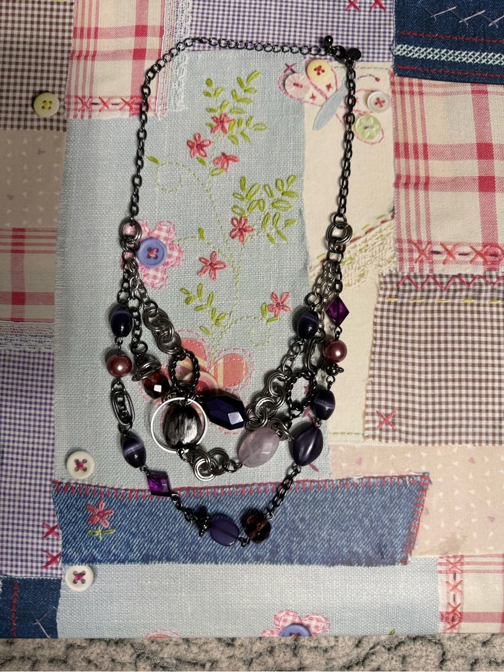 Lia Sophia 20” Purple Haze Layered Purple and Black Multi-Chain Necklace